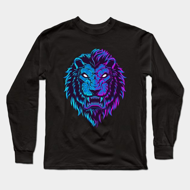 Lion Glow In The Dark Long Sleeve T-Shirt by yoy vector